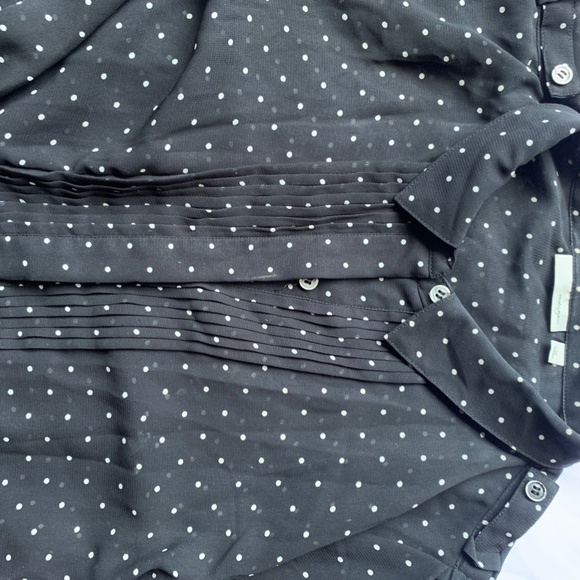 NORDSTROM HALOGEN BLACK AND WHITE POLKA DOT TUXEDO SHIRT SIZE MEDIUM - Picture 2 of 5